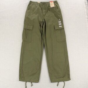 Levi's '94 Baggy Cargo Pants Womens Size 27x30 Army Green Cotton Waist Runs Big